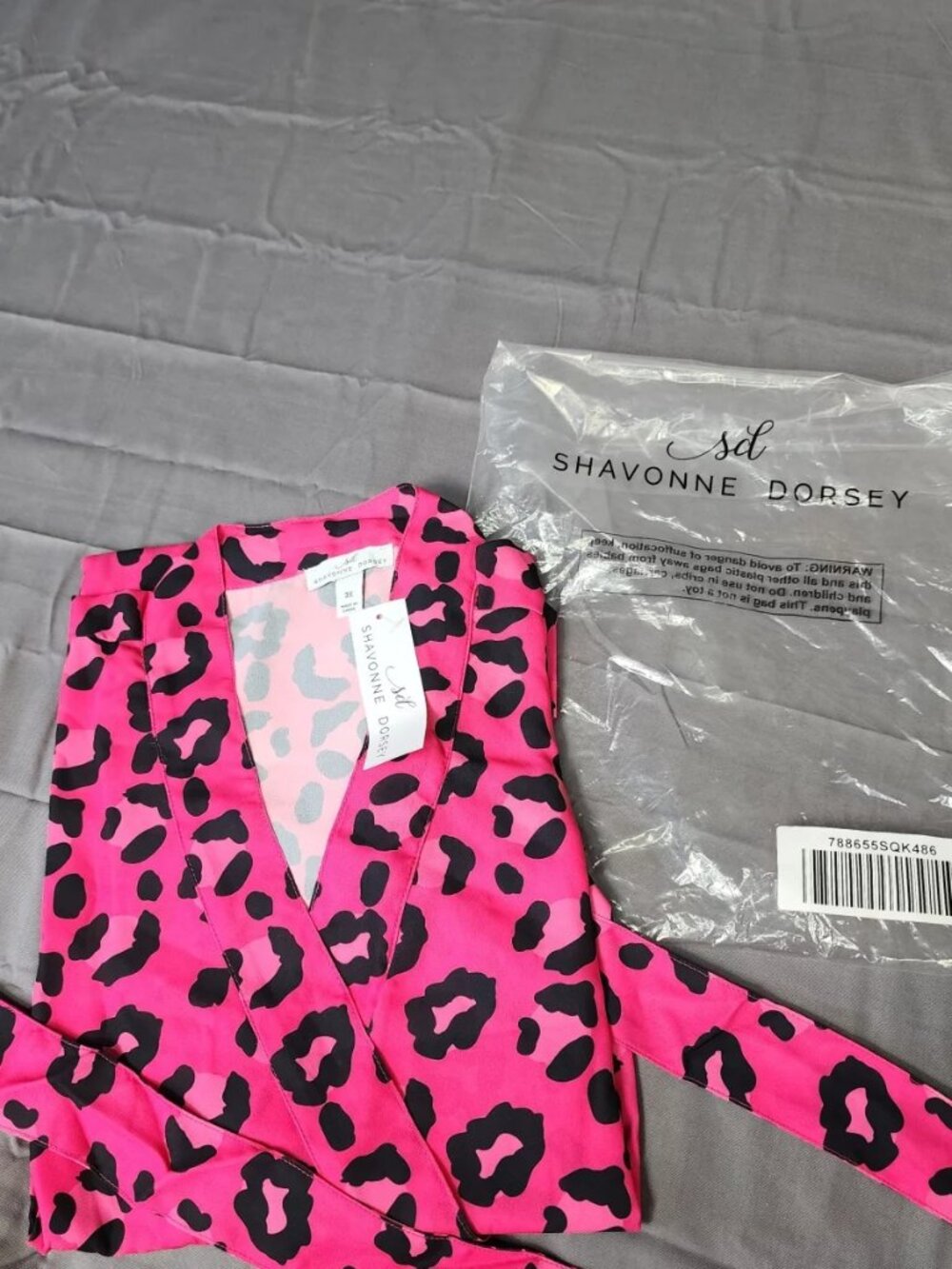 Shavonne Dorsey Womens 3X Pink Leopard Print Kimono Wrap Robe Belted NWT